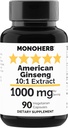 MONOHERB American Geneseng לחלץ 1000 מ"ג - 90 קפסולות צמחוניות