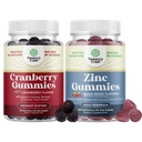 Bundle of Natural Cranberry Gummies for Women and Men ו-Extra Strength Zinc for Adults - תוספת חזקה אנטיoxidant Cranberry Chews - Chewable Zinc Citrate 50 מ"ג