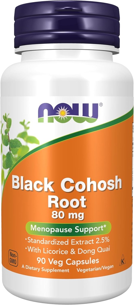 עכשיו תוספים, Black Cohosh Root 80 מ"ג עם Licorice ו Dong Quai, 90 ואג קפסולות
