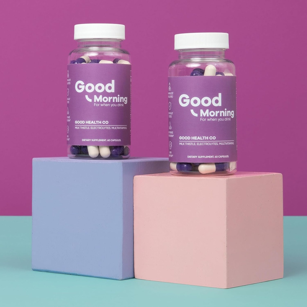 Good Morning Recovery Pills (2 Pack Hangover Kit) נבדקה קלינית לאחר סיוע אלכוהולי - שתייה + Liver Detox עם אלקטרוליטים, חלב זהט + DHM. צ'אקרים!