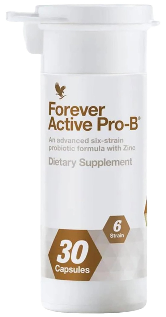 Forever Living - Active Pro-B - פרוביוטיקה מתקדמת עם 8 מיליארד CFU ו-6 Synergistic Strains - Soy and Gluten-Free - 30 קפסולות