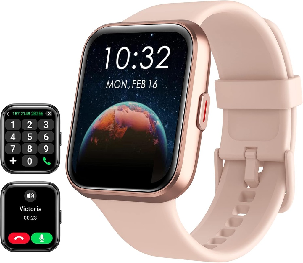 Smart Watch for Women Android & iPhone, Alexa Built-in, 1.8" Touch Screen Fitness Tracker with answer/Make Calls, IP68 Waterified Heart Rate/Sleep/SpO2 Monitor, Pedometer, 100+ Sport Modes