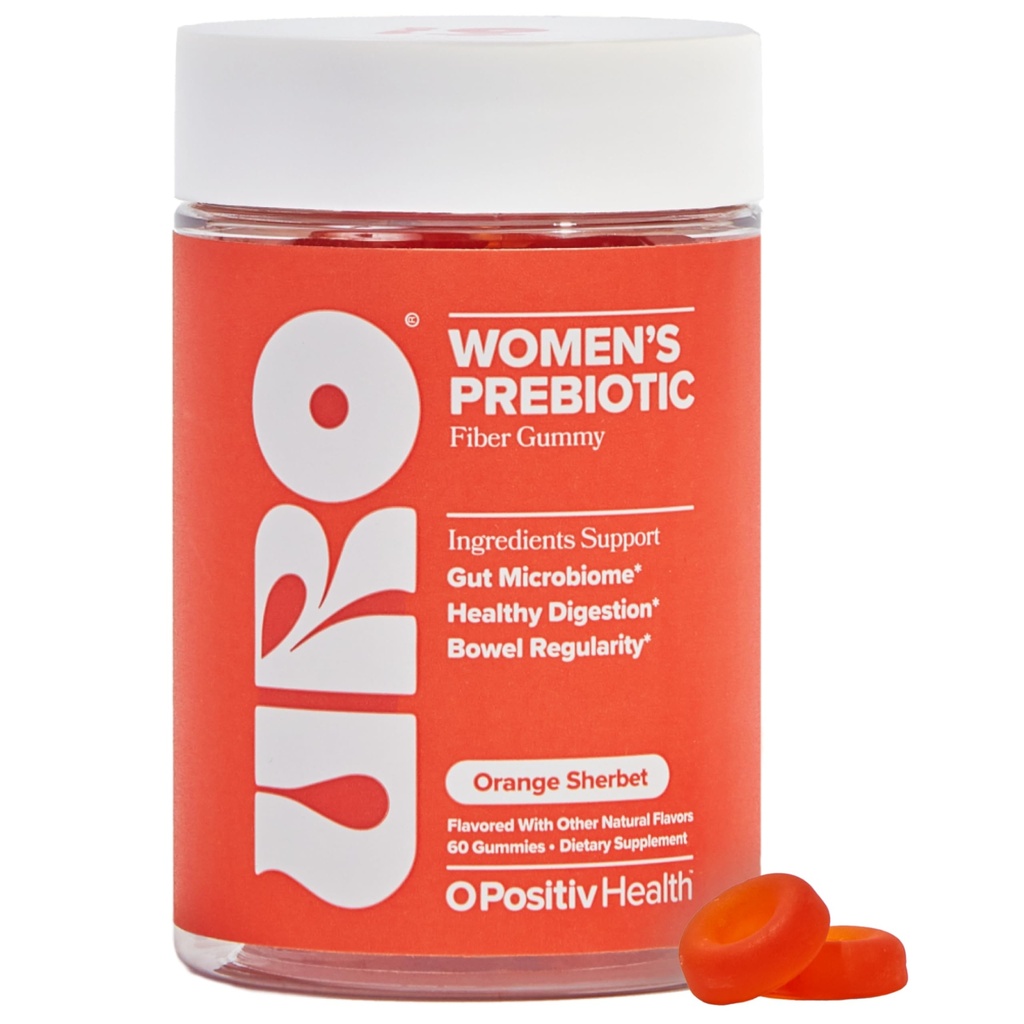 O Positiv URO סיבים חניכיים למבוגרים, 60 הרוזן (Pack of 1) - Prebiotic Chicory Root Inulin סיבים תוסף - Daily Gummy סיבים לבריאות העיכול - Non-GMO, טבעוני & Cruelty-FreeFree
