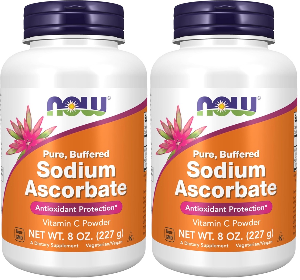 עכשיו תוספים, אבקת Sodium Ascorbate, Buffered, Antioxidant Protection *, 8-Ounce (Pack of 2)