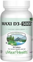 Maxi Health ויטמין D3 5000 IU (125 mcg) - ויטמין D 5000 IU - עצמות בריאות, שיניים, תמיכה במזל - כשרות גבוהה טהורה ויט D3 (90 טבליות)