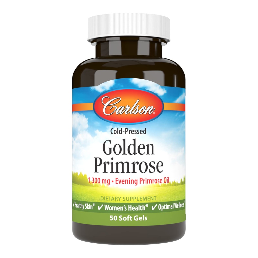 קרלסון - Golden Primrose, 1300 מ"ג שמן פרירוז ערב, עור קר, עור בריא, בריאות נשים ואופטימלי בריאות, 50 Softgels