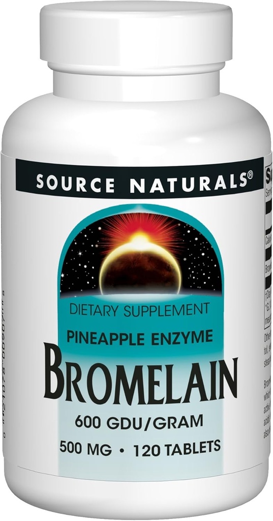 מקורות טבעיים Bromelain 500 מ"ג Proteolytic Enzyme תוסף - 120 טבליות (Pack of 2)