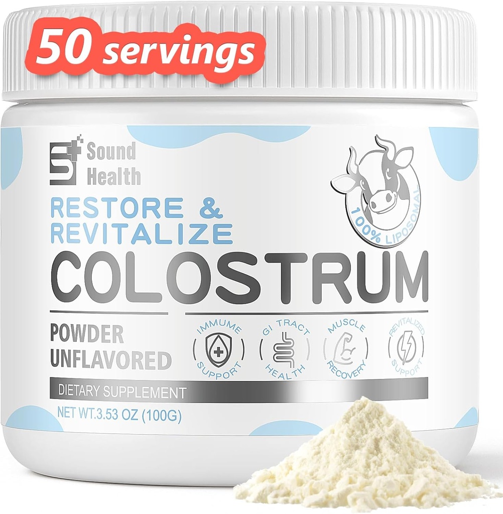 אבקת תוסף Colostrum עבור בני אדם - תוסף אורגני Bovine Colostrum ל- Gut Health, Beauty, and Immune Support - Unflavored (73 משרתים)