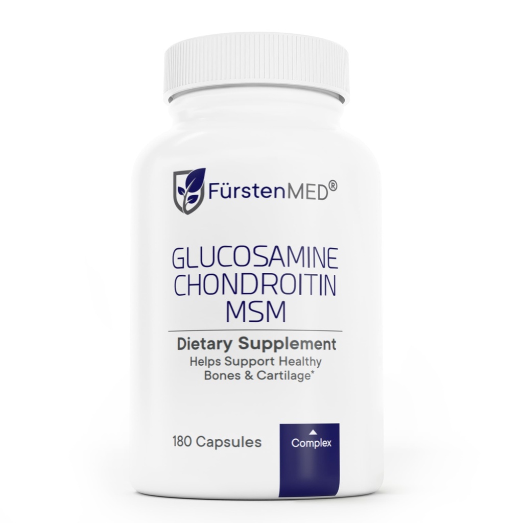FürtenMED Glucosamine Chondroitin MSM תוסף - Chondroitin & Glucosamine תוספי תזונה תזונה עבור עצמות & בריאות קרטלאז נורמלי - תמיכה בריאות משותפת רגילה עם ויטמין C - 180 קפסולות