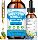 Quercetin with Vitamin C and Zinc - Quercetin Liquid Drops - Quercetin with Bromelain - Zinc Quercetin - Immune Support Supplement for Respiratory Health & Body's Response to Occasional Allergies