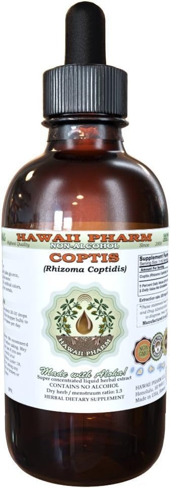 פליטת נוזלים ללא אלכוהול, קופטיס (Rhizoma Coptidis) Dried Root Glycerite הוואי Pharm טבעי צמחי