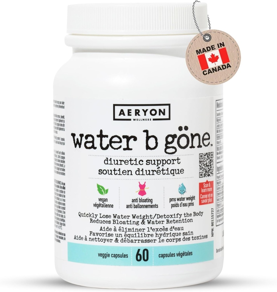 Water B Gone - Diuretic Pills for Women - צמצם את החזרה למים ו Bloating - Find PMS הקלה - 60 קפסולות טבעוניות - 20 יום אספקה