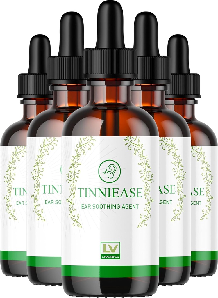LIVORKA (5 Pack) Tinniease טיפות, Tinniease טיפות עבור תמיכה בשמיעה, Tinni Ease טיפות, Tinniease אוזניים טיפות, 5 בקבוקים ל-150 ימים