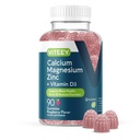 Viteey Calcium Magnesium Zinc Gummies עם ויטמין D3 - תומך בריאות העצם, Nerve & Immune פונקציונלי - Calcium Magnesium Zinc D3 למבוגרים ומתבגרים - GMO חינם - Chewable Raspberry Flavored Gummy