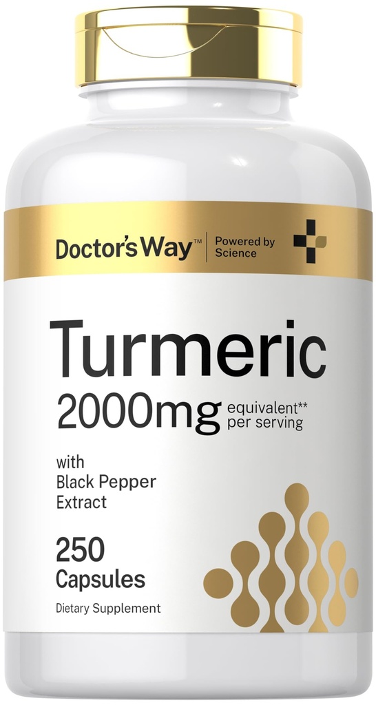 הדרך של דוקטור Turmeric Curcumin תוסף 2000mg | 250 קפסולות | עם Black Pepper Extracted