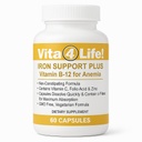 Vita4Life! ® Iron Support Plus - 40 מ"ג ברזל עם ויטמין C, B-12, Folic Acid & Zinc - 60 קפסולות - פורמולה לא סטנדרטית עבור Red Blood Cell Support & Energy - Vegetarian & GMO-Free