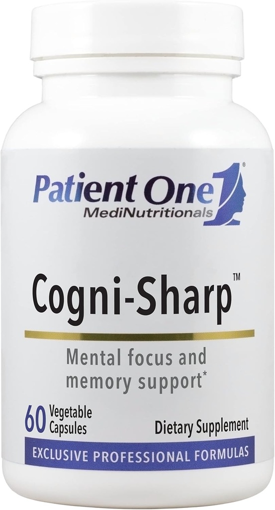 מטופל אחד Cogni-Sharp | תוספת לתמיכה קוגניטיבית, פוקוס וקלילות נפשית * עם Gingko, Lion's Mane, Bacopa ועוד | 60 קפסולות
