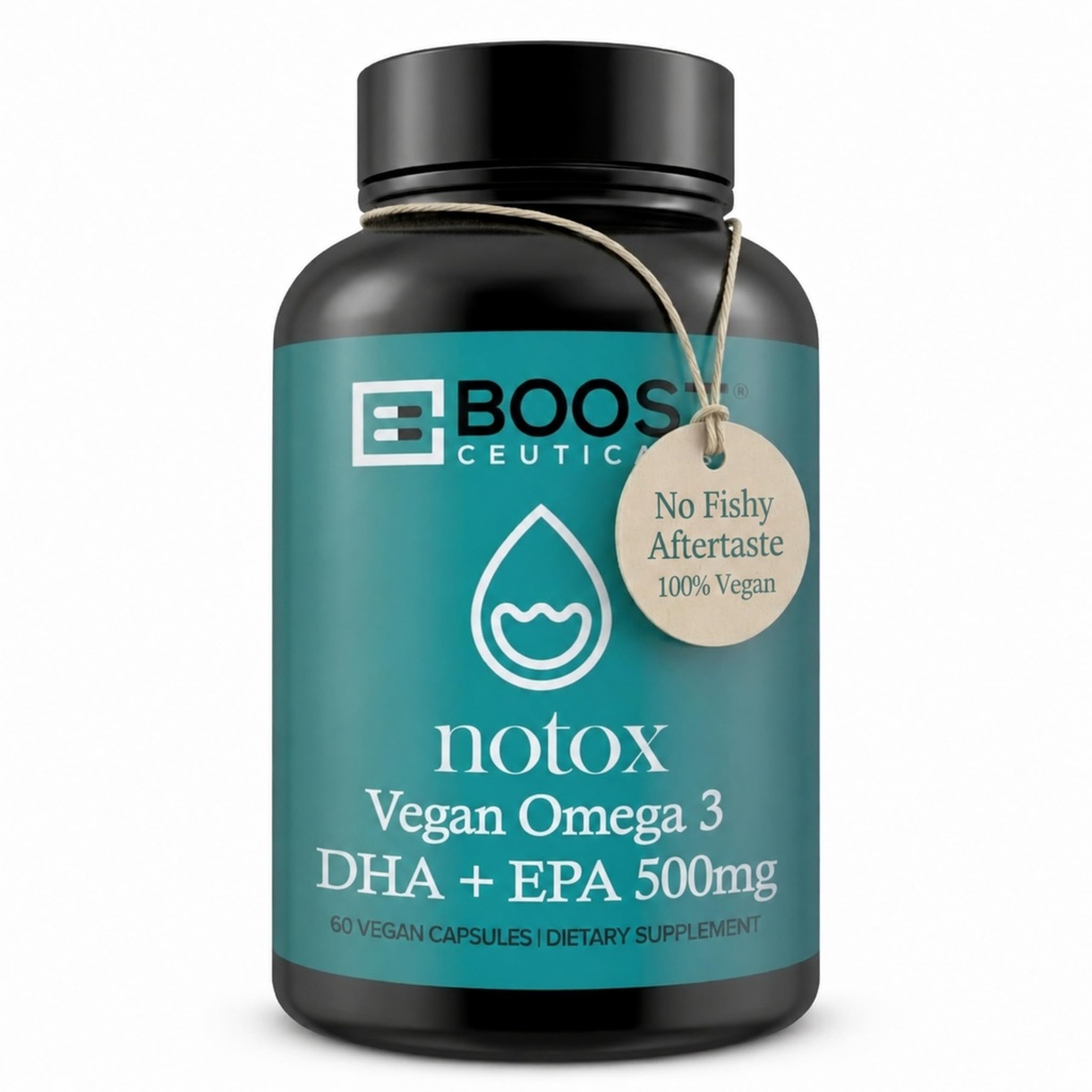 BoostCeuticals Vegan אומגה 3 תוספת של 500 מ"ג Dha Epa טבעוני Softgels - No Stearates non GMO Gluten Free | 60 Ct Heart and Brain Health