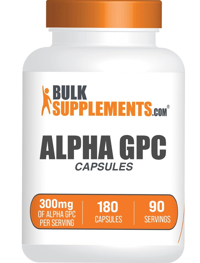 BulkSupplements.com Alpha GPC כמוסות - תוספי Acetylcholine, Alpha GPC 300 מ"ג - תוספי כולסטרול, Gluten Free, 2 קפסולות לשרת, 180 קפסולות (Pack של 1)