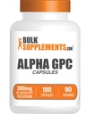 BulkSupplements.com Alpha GPC כמוסות - תוספי Acetylcholine, Alpha GPC 300 מ"ג - תוספי כולסטרול, Gluten Free, 2 קפסולות לשרת, 180 קפסולות (Pack של 1)