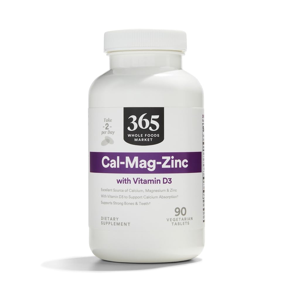 365 על ידי Whole Foods Market, Cal-Mag-Zinc עם ויטמין D3, Vegetarian, 90 Count
