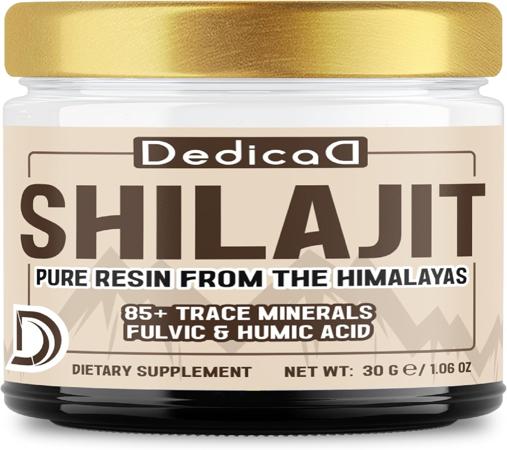 Shilajit Pure ההימלאיה אורגני Resin 30 גרם - Shilajit Suppplements Natural Fulvic, Humic Acid & 85 אחרים - 60 משרתים עבור איזון גוף, לב, בריאות החיסון