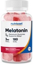 Melatonin 3 מ"ג, 180 מסטיקנים, Strawberry Flavored - גלוטן חינם, non-GMO, No Corn Syrup