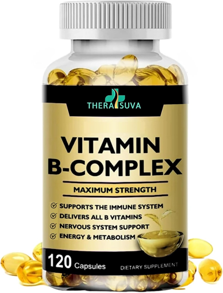 מקס מחזק ויטמין B-Complex + CoQ10 + ויטמין C - תוספת טבעית לצריכת אנרגיה ומטבוליזם גבוהה - 120 Softgels, 60 יום אספקה