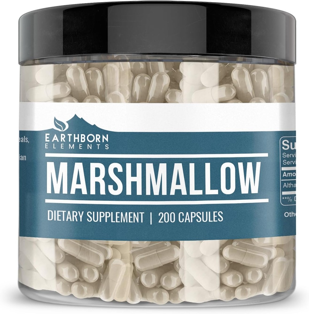 Earthborn Elements Marshmallow Root 200 קפסולות, Pure & Undiluted, No Additives