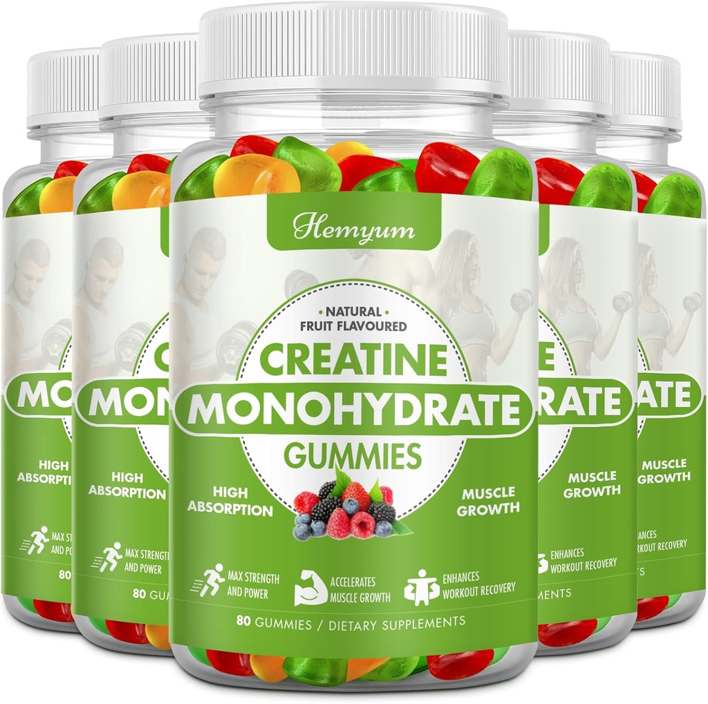 Creatine Monohydrate Gummies - Pre-Workout Complex Creatine עבור נשים גברים, כוח שרירים משופר, Boost Focus ו- Endurance, שריר בונה 400 הרוזן