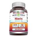 פורמולה מדהימה Niacin תוסף | 500 Mg Per Serve | 180 קפסולות | Non-GMO | Gluten-Free | Made in USA