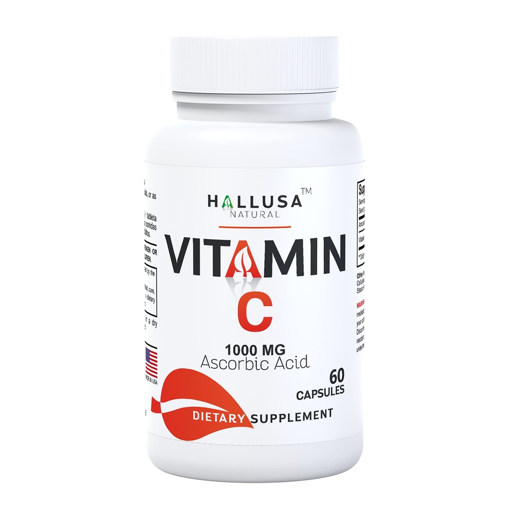 Hallusa Natural - ויטמין C - Antioxidant ו- Immune Support - 60 קפסולות - 60 יום אספקה