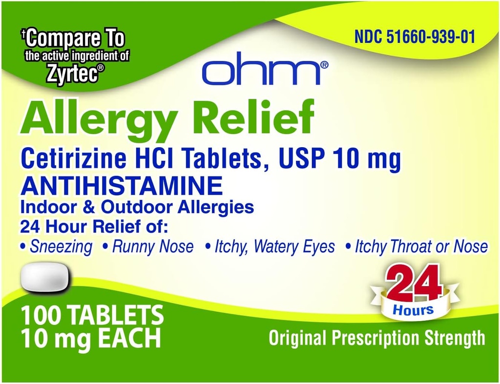 Om Cetirizine 10 מ"ג Tablet - All Day Allergy Relief - 100 Count - Anti-Histamine עבור Hay Fever, פולן, עיניים רטובות - הקלה יעילה מכל היום אלרגיות