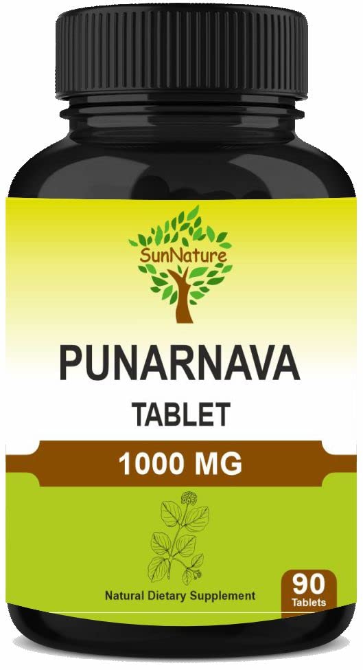 Punarnava Tablet 90 טבליות, 1000 מ"ג ל 45 ימים אספקה של טבליות צמחיים (Herbal Tablets) התוספים צמחיים