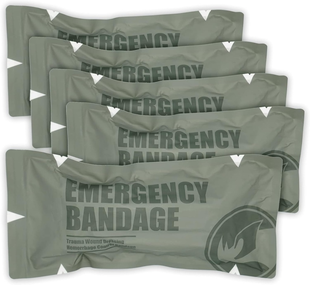 RHINO RESCUE 6" , שעון חירום בסגנון ישראלי, התלבושת של Compression Trauma, Medical Sterile Vacuum Sealed, Combat Tactical First Aid Kit IFAK, 5 Count Count