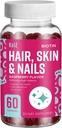 KelZ Biotin Hair, Skin & Nails תוסף חניכיים, Raspberry Flavor, 60 Count (Pack of 1)