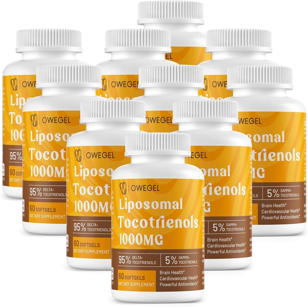 Liposomal Tocotrienols 1000mg - High Bioavailability ויטמין E Tocotrienols תוספים, 95% דלתא ו- 5% Gamma Tocotrienol קפסולות תמיכה עור, Bone, Antioxidant,600 Softgels Softgels