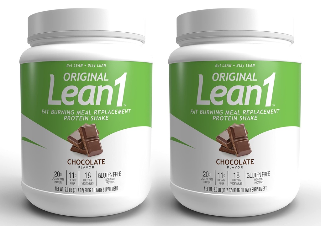 Lean1 חלבון החלפת חלבון שקד, פלאפור שוקולד, 2PACK של 15 משרתים Tubs