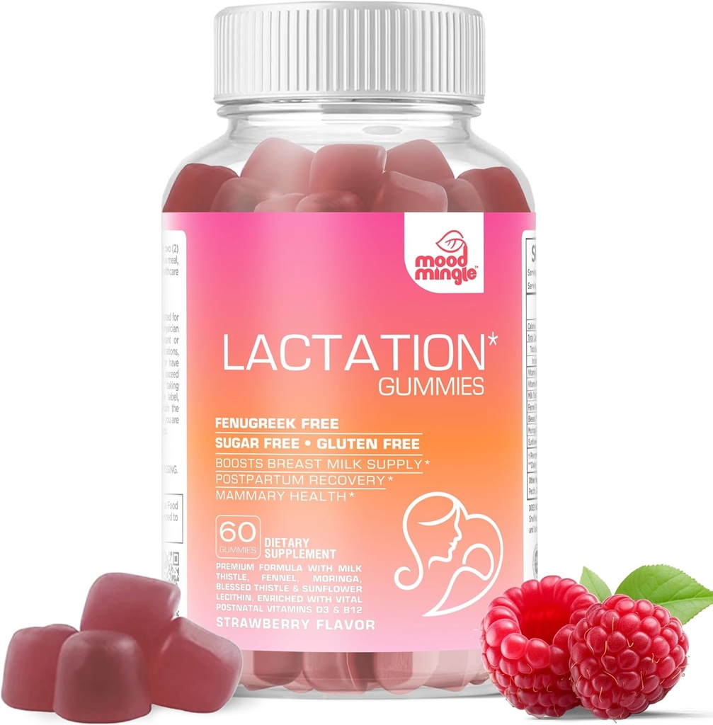 Lactation and Postpartum Support Gummies - with mor Thistle, Fennel Seed, Milk Thistle, Moringa, Sunflower Lecithin, ויטמין D3 & B12 - להגדיל את ייצור החלב
