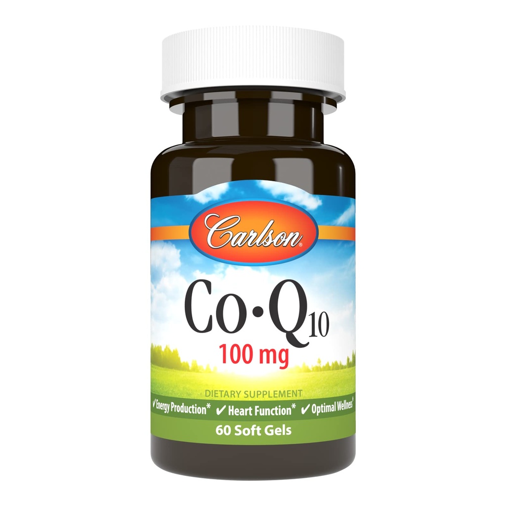 קרלסון - Co-Q10, 100 מ"ג, ייצור אנרגיה ותפקוד הלב, 60 Softgels