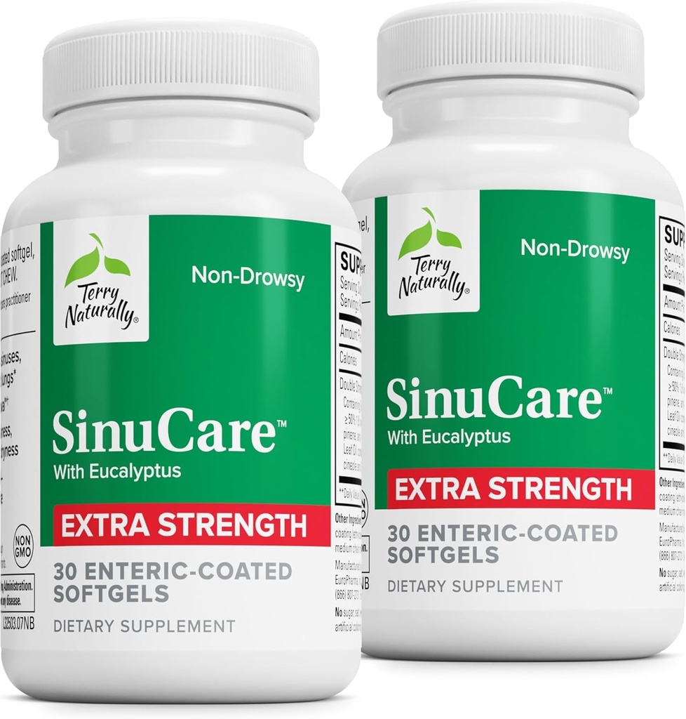 טרי באופן טבעי SinuCare תוספת כוח - תוספת תזונתית עם Eucalyptus & מירטל - Immune & Lung Health תמיכה - פורמולה תוספת סיוע Sinus Health - 30 משרתים (Pack of 2)