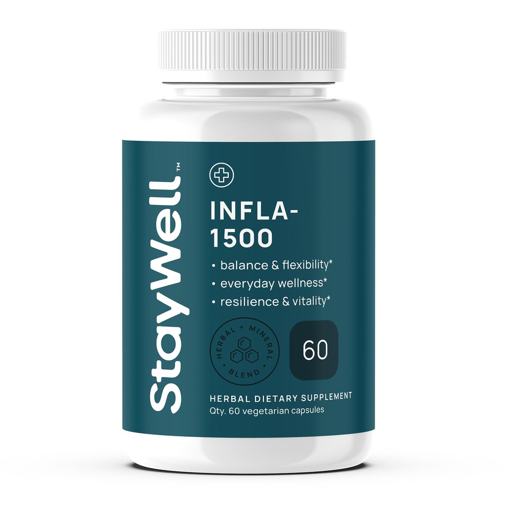 Infla-1500 All-Natural Relief Extraction with Turmeric, White Willow Bark, Ashwagandha, ג'ינג'ר, Boswellia, Bromelain, אומגה 3 ומגנזיום 60ctium 60ct