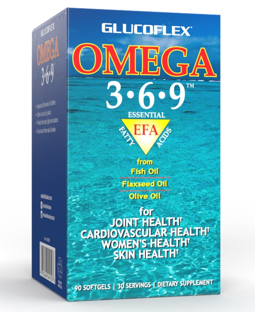 vGlucoflex אומגה 3-6-9, אומגה מ שמן דגים EPA / DHA לבריאות משותפת, 30 מנות