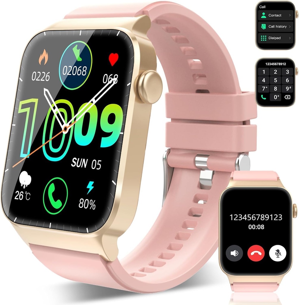 Smart Watch for Men (Answer / Make Calls), 1.85" HD Smartwatch, Fitness Watch עם 112 מצבי ספורט, Heart Rate Sleep Monitor/Step Counter, IP68 Waterified Fitness Tracker for Android, Deep Pink