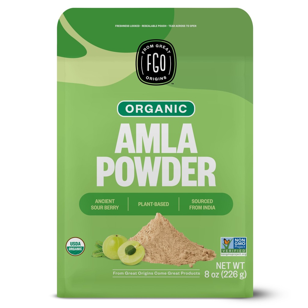אבקת FGO אורגני Amla, 8oz, USDA אורגני Joberry (Amalaki), non-GMO, ויטמין C - 100% Raw and Natural (Pack of 1)