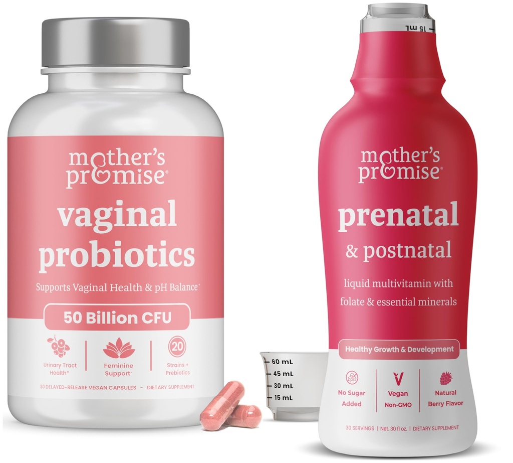 Mother's Promise Prenatal & Postnatal Multivitamin נוזלי & Vaginal Probiotics לנשים