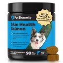 Pet Honesty Skin Health Salmon Chews - Itch Relief for Dogs, אומגה 3 שמן דגים לכלבים, שמן סלמון טבעי לכלבים צ'יפס לכלבים בריאים, מאי להפחית Shedding, שמן דגים שמן תוספי 90 Cttttmon שמן