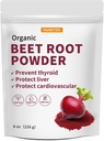 Hudetex Beetroot אבקת אורגני, 8oz, Freeze Dried תומך ב- Liver Function & Body Energy, Keep Youth,Rich in ויטמין B12, Iron, Folic Acid - Non-GMO, טבעוני