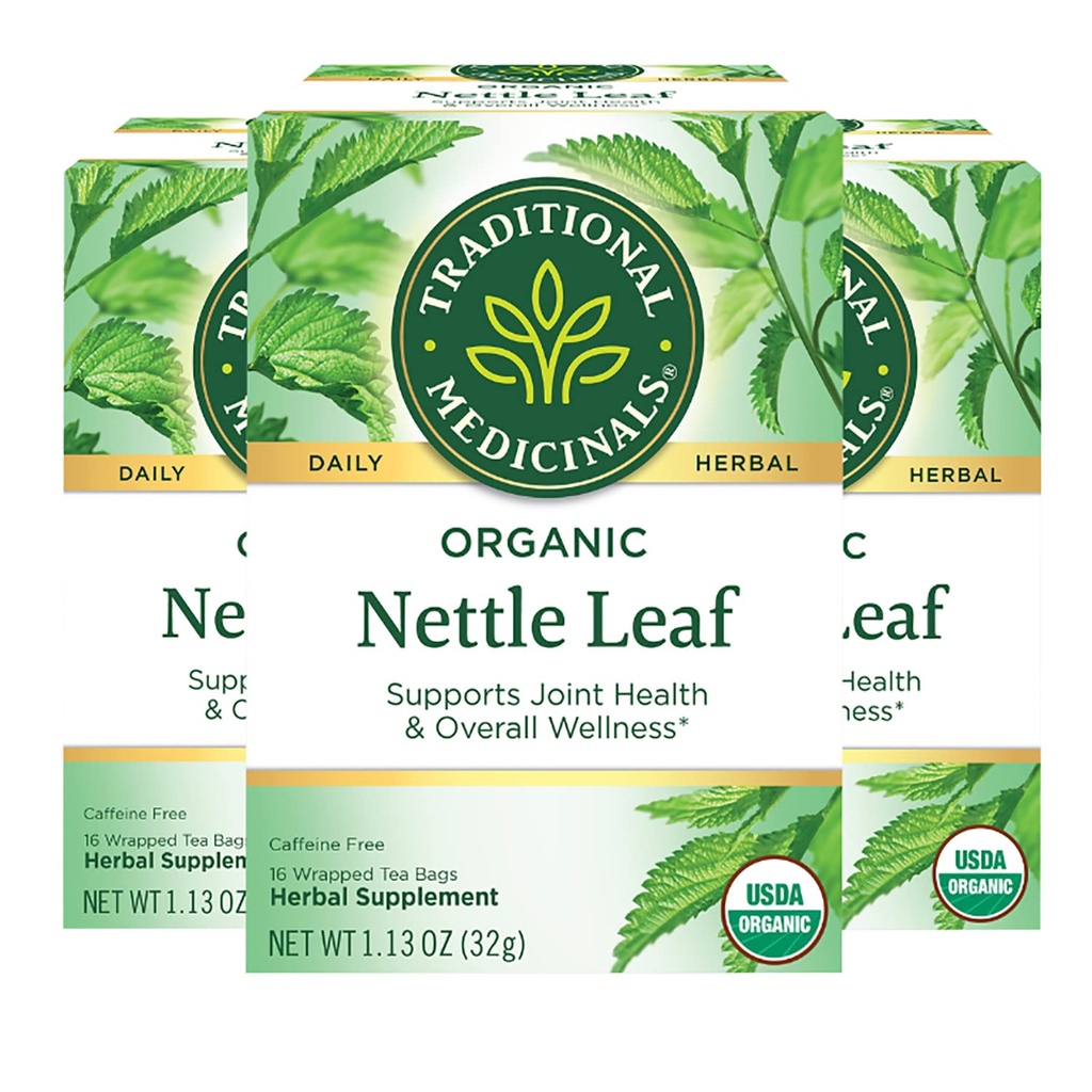 מסורתי מדיצ'ינר אורגני Nettle Leaf Herbal Tea, תומך בריאות משותפת וכלל בריאות כללית (Pack of 3)-48 Tea Bags Total