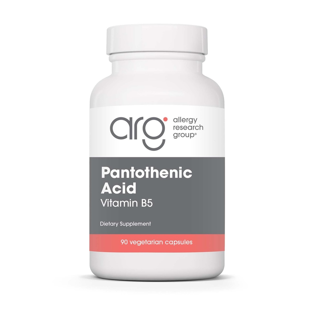 Allergy Research Group Pantothenic Acid - ויטמין B5 לגברים ונשים, Calcium, 500 מ"ג תוסף, טהור, אורגני, צמחוני קפסולות - 90 Count